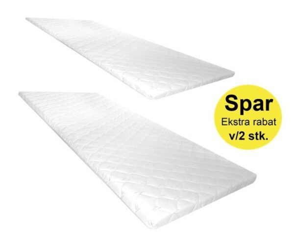 King Plus 2 stk vendbar topmadras med koldskum 85 x 200 x 6 cm med quiltet betræk.