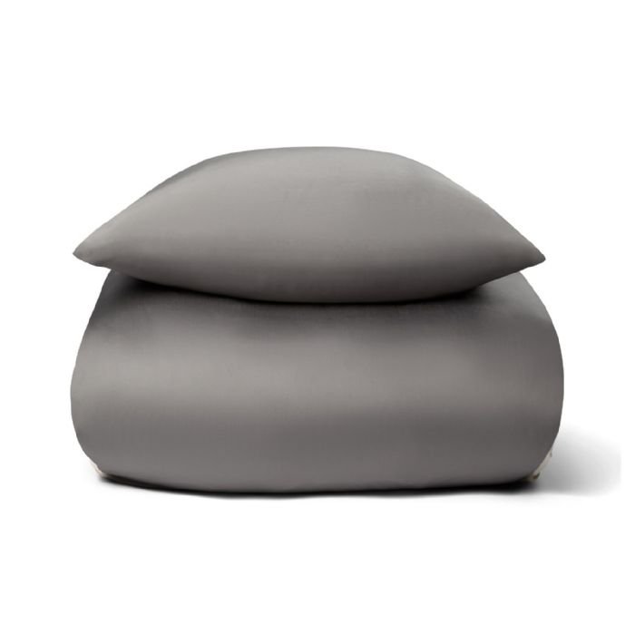 Bambus dobbelt sengetøj - 200x220 cm - 100% Naturligt bambus - Nature By Borg - Gråt satinvævet dobbelt dynebetræk