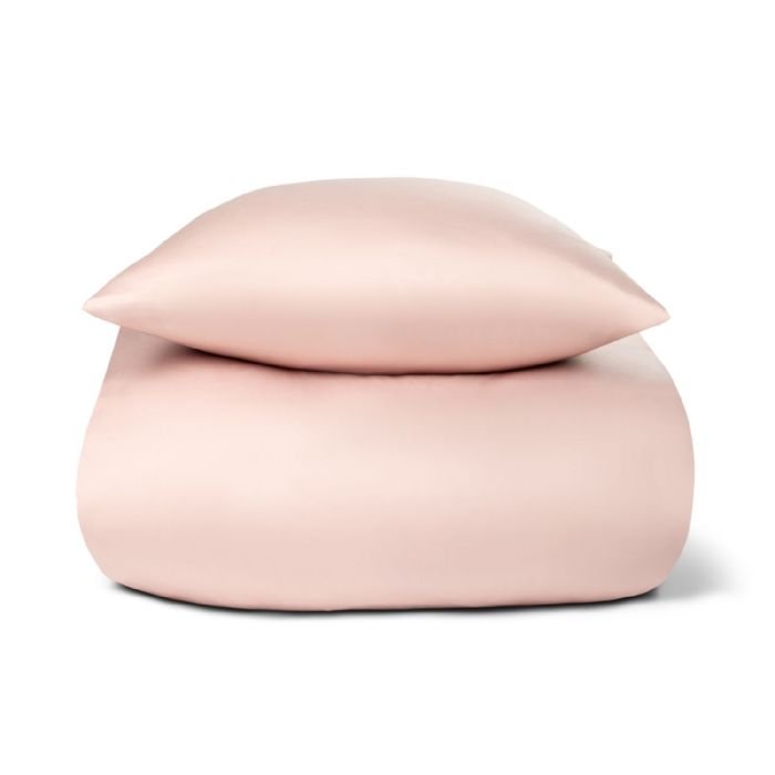 Bambus sengetøj - 140x220 cm - 100% Naturligt bambus - Nature By Borg - Rosa satinvævet dynebetræk
