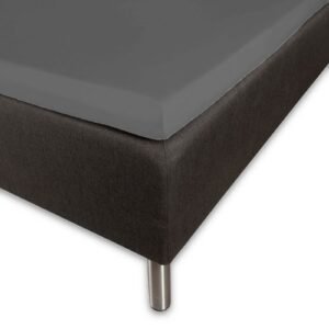 Blødt kuvertlagen 160x200 cm - 100% bomuldssatin - 8 cm i højden - Antracit gråt lagen til topmadras - Borås Cotton Cloud satin lagen