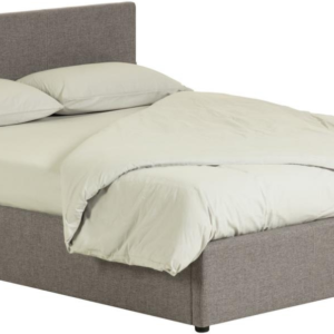 Dobbelt opbevaringsseng Kave Home Nahiri med gasløft og polstret gavl, 640 l grå