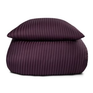 Dobbeltdyne sengetøj 200x220 cm - Lilla stribet sengetøj - 100% Bomuldssatin - Borg Living sengesæt
