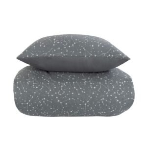 Dobbeltdyne sengetøj 200x220 cm - Zodiac grey - Stjernebillede - Dynebetræk i 100% Bomuld - Borg Living