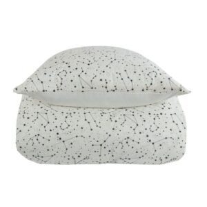 Dobbeltdyne sengetøj 200x220 cm - Zodiac white - Stjernebillede - Dynebetræk i 100% Bomuld - Borg Living