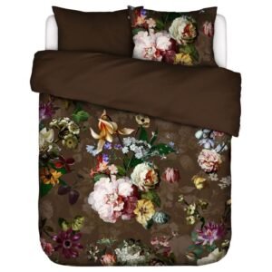 Essenza dobbeltdyne sengetøj - 200x220 cm - 100% bomuldssatin sengesæt - Fleur Chocolate sengelinned