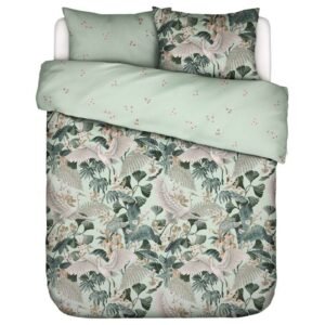 Essenza dobbeltdyne sengetøj - 200x220 cm - 100% økologisk bomuldssatin sengesæt - Diem Pistache sengelinned