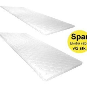 King Plus 2 stk vendbar topmadras med koldskum 85 x 200 x 6 cm med quiltet betræk.
