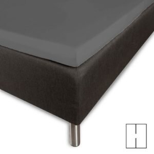 Kuvertlagen med H-split 160x200 cm - 100% bomuldssatin - Splitlængde 65 cm - Antracit gråt lagen til topmadras - Borås Cotton Cloud satin lagen