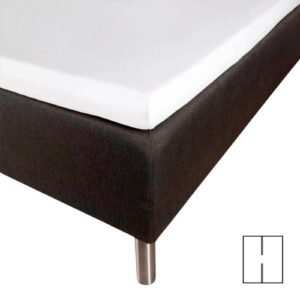 Kuvertlagen med H-split 160x200 cm - 100% bomuldssatin - Splitlængde 65 cm - Hvidt lagen til topmadras - Borås Cotton Cloud satin lagen