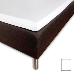 Kuvertlagen med U-split 160x200 cm - 100% bomuldssatin - Splitlængde 90 cm - Hvidt lagen til topmadras - Borås Cotton Cloud satin lagen