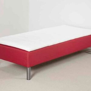 Lea Gold boksmadras 90 x 190 med topmadras og ben Rød 6 cm koldskum