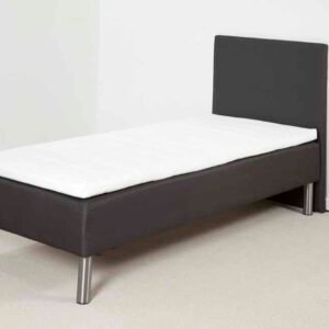 Lea Gold boksmadras 90 x 220 cm med gavl, ben og topmadras Koksgrå 6 cm koldskum