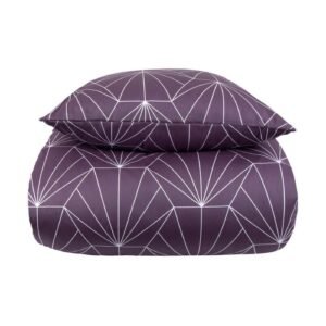 Sengetøj dobbeltdyne - 200x220 cm - Vendbart design i 100% Bomuldssatin - Hexagon blomme - Sengesæt fra By Night