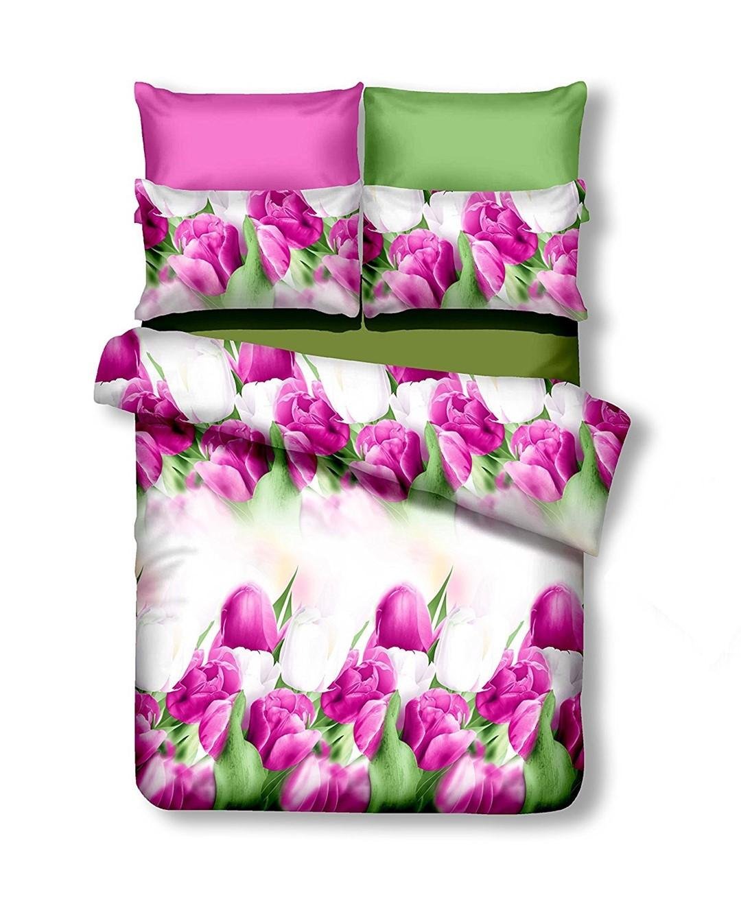 Sengetøjssæt dobbeltdyne 200x220 med blomster DecoKing Emerald, violet