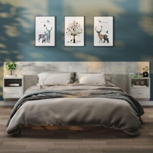 Væghængte sengeborde 2 stk. betongrå